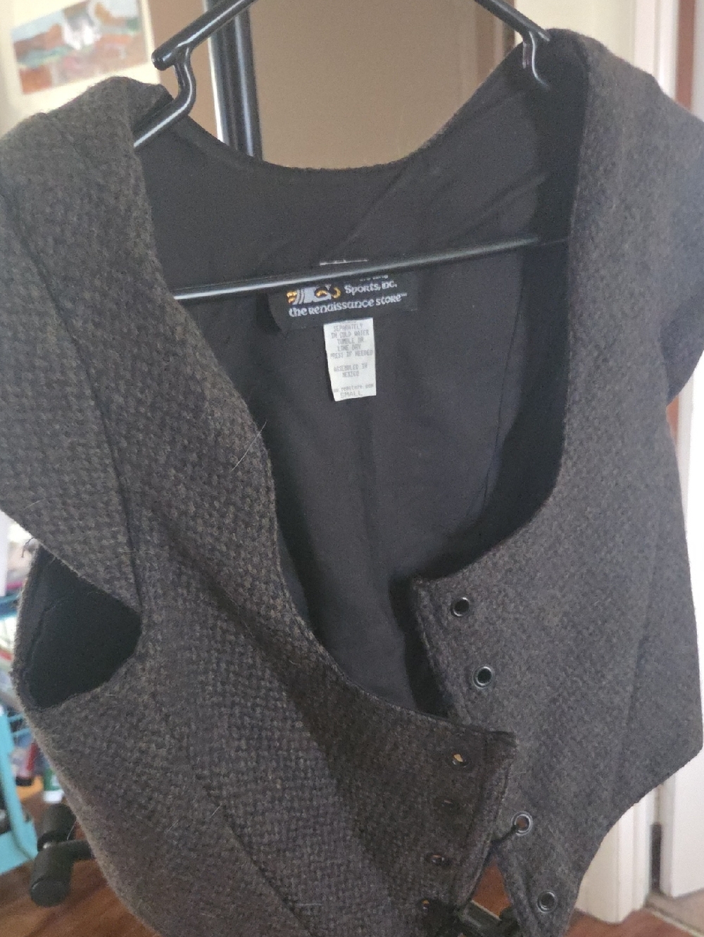 The Renaissance Store Charcoal Gray Women's Wool Vest, Bustier